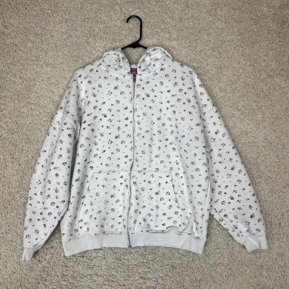 Edikted Full Zip Floral Sweatshirt Hoodie Small